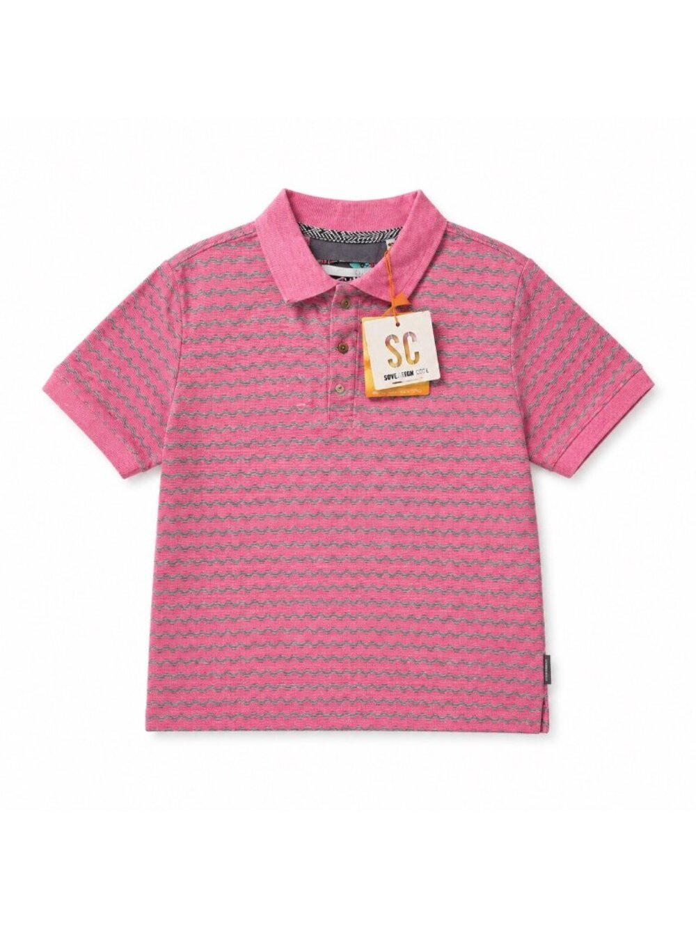 Sovereign Code Boys Pink Polo Shirt Size 10/12 NWT Short Sleeve Chevron